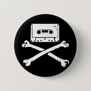 Tape & Crossbones Music Pirate Piracy Home Taping 6 Cm Round Badge