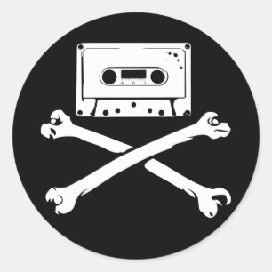 Tape & Crossbones Music Pirate Piracy Home Taping Classic Round Sticker