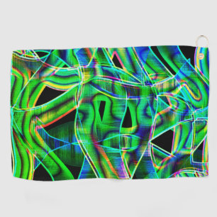Tape-like curves, coloured and green neon or relie golf towel
