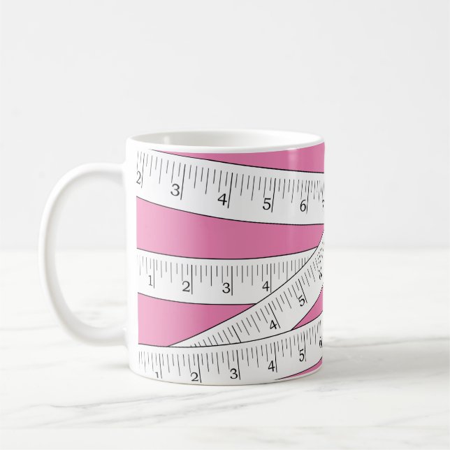 Tape Measure Pink Novelty Coffee Mug (Left)