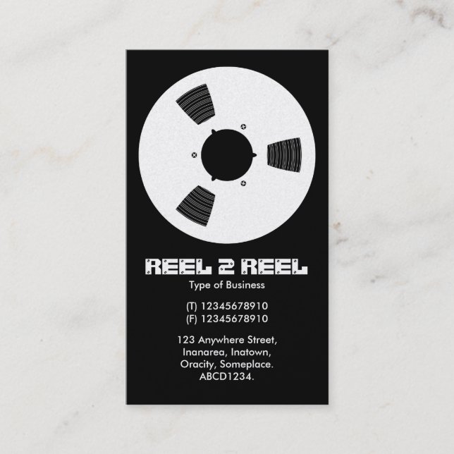 Tape Spool - White on Black (Platinum) Business Card (Front)