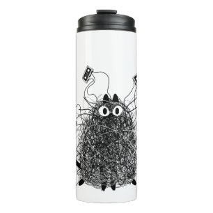 Tape-Tangled Black Cat Thermal Tumbler