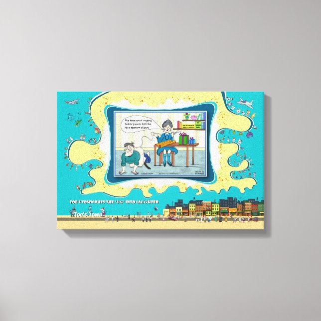 Tape Worm Granny | Absurd Visual Humor 18x12 Canvas Print (Front)