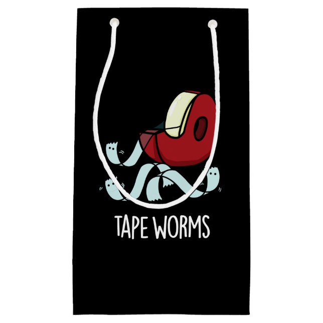 Tape Worms Funny Sticky Tape Puns Dark BG Small Gift Bag (Front)