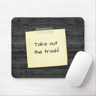 Taped Note On Wood Mouse Mat
