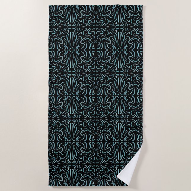 Tapered Outline Shapes Filled With Aquatic Colors Beach Towel (Front)