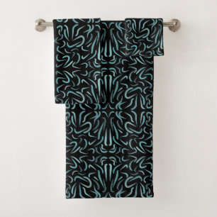 Tapered Outline Shapes Filled With Aquatic Colours Bath Towel Set