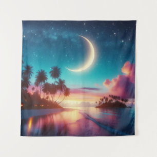 Tapestry Crescent Moon Tropical Beach Art