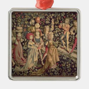 Tapestry depicting dancers and musicians metal tree decoration
