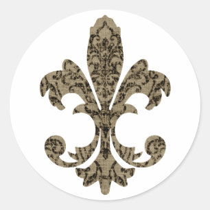 Tapestry Fleur de lis 4 Classic Round Sticker