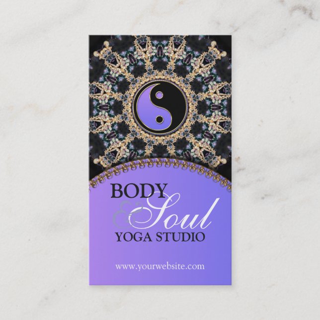 Tapestry Gems New Age Yoga Business Cards (Front)