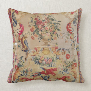 Tapestry in early Rococo style with strapwork and Cushion