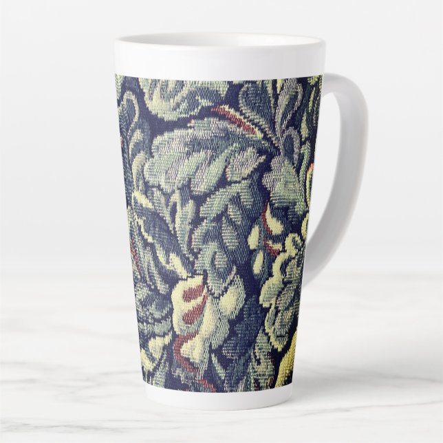 Tapestry Leaves Wooden Latte Mug (Right Angle)