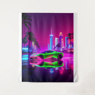 Tapestry Neon Racer – 80s Retro-Futuristic Sports 