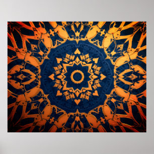 Tapestry of Blue + Gold on a Modern Wall Poster