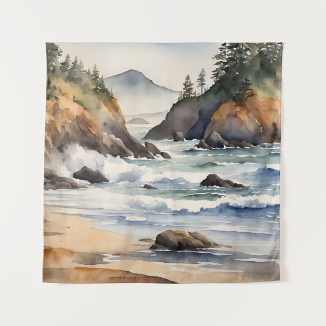 Tapestry Oregon Coast Beach Waterscape Nature Art (Front)