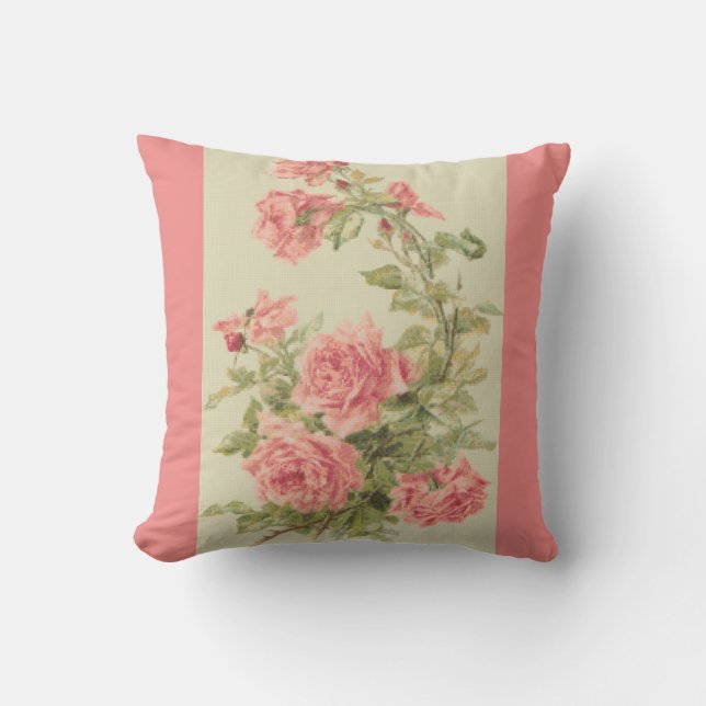 Tapestry Style Pink Roses Cushion (Front)