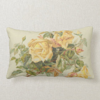 Tapestry Style Yellow Roses Lumbar Cushion
