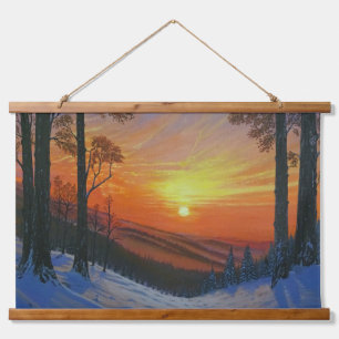 Tapestry - "Sunset Over Snowy Forest"