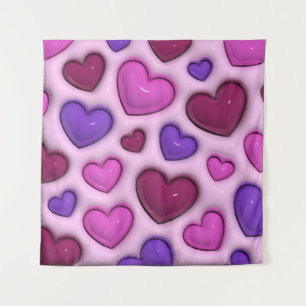 Tapestry With 3D Glossy Hearts