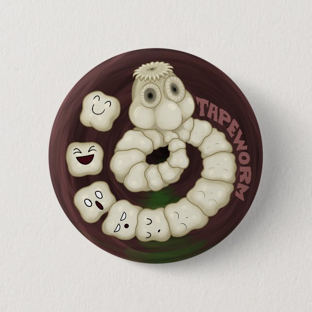 Tapeworm Button by bogleech.com (Front)