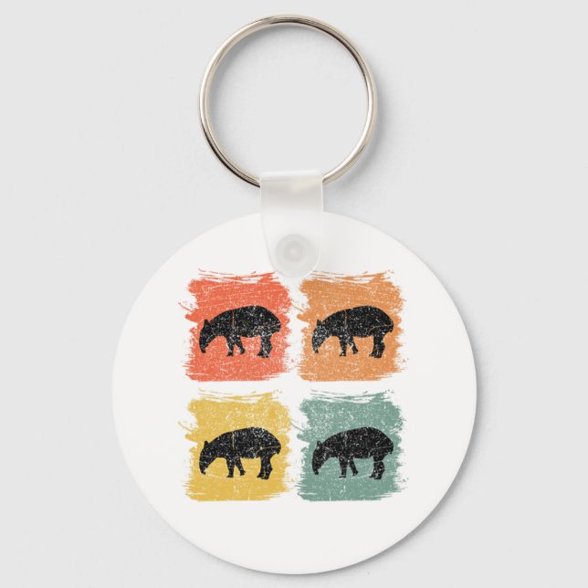 Tapir Animal Retro Pop Art Gift Key Ring (Front)
