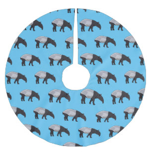 Tapir cartoon illustration brushed polyester tree skirt