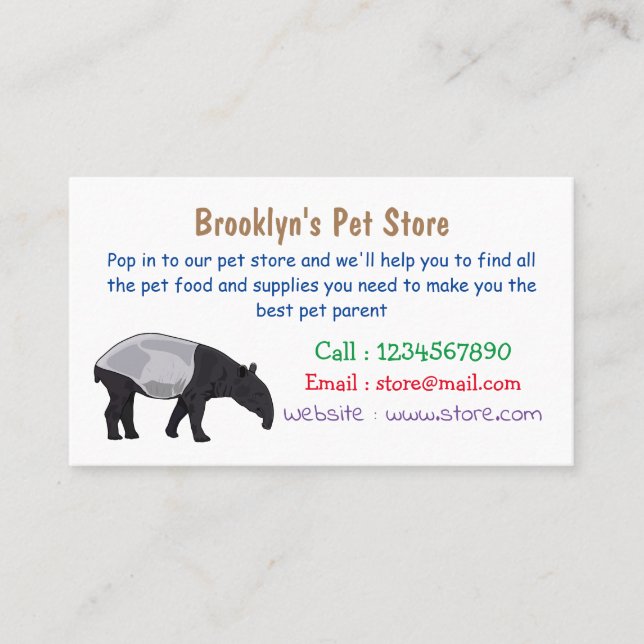 Tapir cartoon illustration business card (Front)