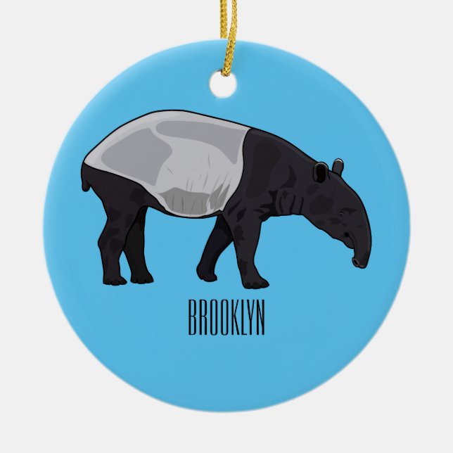 Tapir cartoon illustration ceramic tree decoration (Front)
