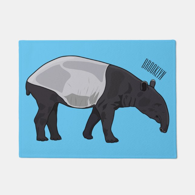 Tapir cartoon illustration doormat (Front)