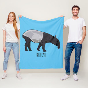 Tapir cartoon illustration fleece blanket