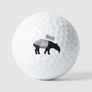 Tapir cartoon illustration golf balls