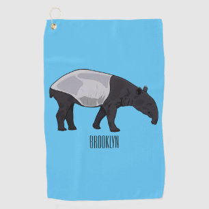 Tapir cartoon illustration golf towel