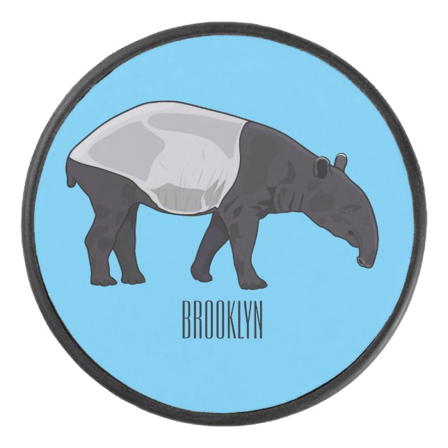 Tapir cartoon illustration hockey puck (Front)