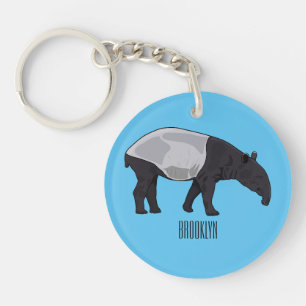 Tapir cartoon illustration key ring