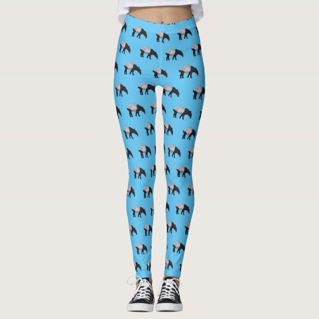Tapir cartoon illustration leggings (Front)