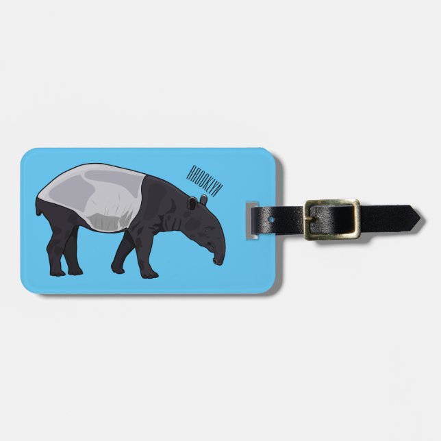 Tapir cartoon illustration luggage tag (Front Horizontal)