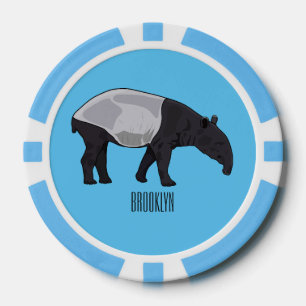Tapir cartoon illustration poker chips