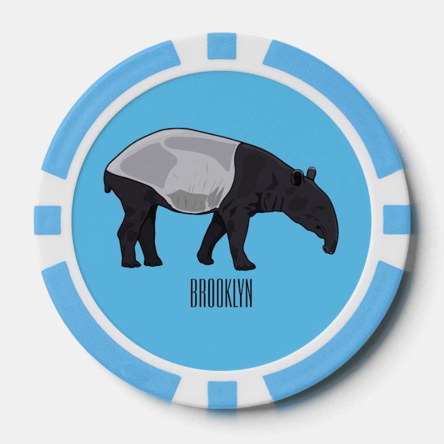 Tapir cartoon illustration poker chips (Front)