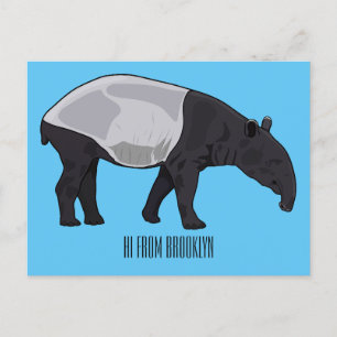 Tapir cartoon illustration postcard