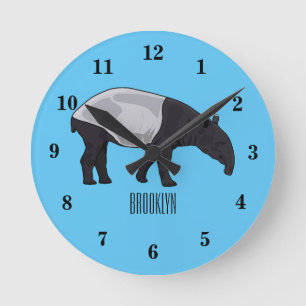 Tapir cartoon illustration round clock