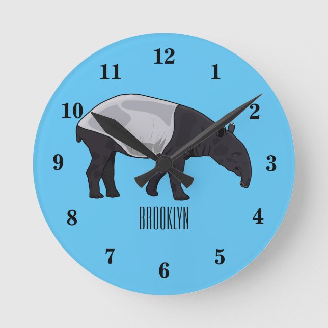 Tapir cartoon illustration round clock (Front)