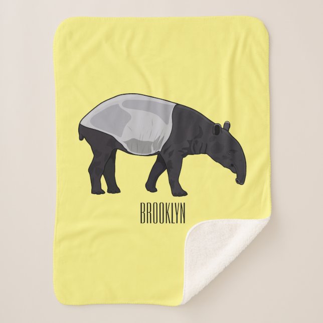 Tapir cartoon illustration sherpa blanket (Front)