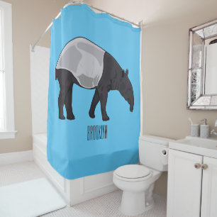 Tapir cartoon illustration shower curtain