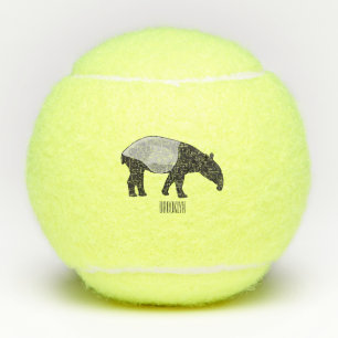 Tapir cartoon illustration tennis balls