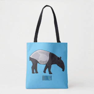 Tapir cartoon illustration tote bag