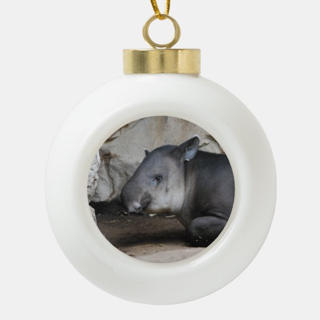 Tapir Ceramic Ball Christmas Ornament (Front)