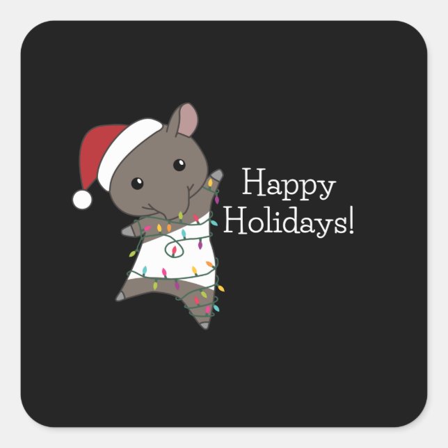 Tapir Christmas Tapire Winter Animals Square Sticker (Front)