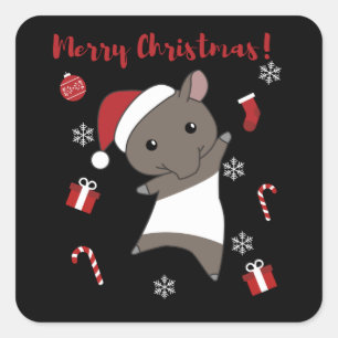 Tapir Christmas Tapire Winter Animals Square Sticker