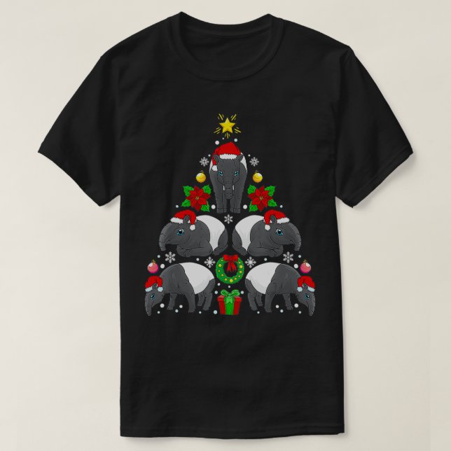 Tapir Christmas Tree Christmas Animal Gifts  T-Shirt (Design Front)